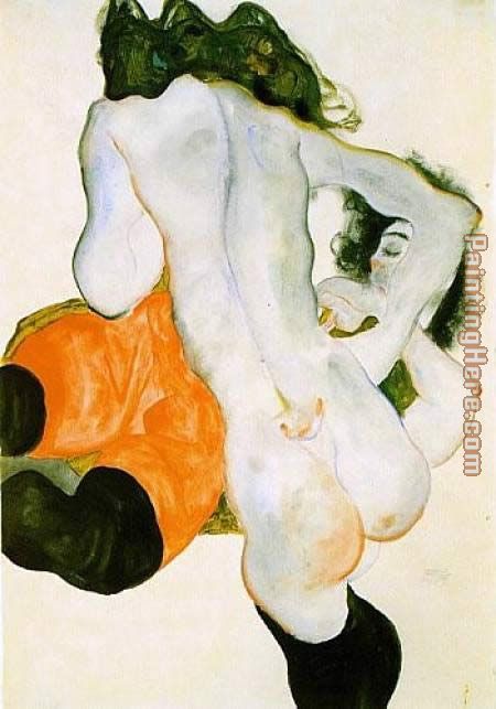 Two Women painting - Egon Schiele Two Women art painting